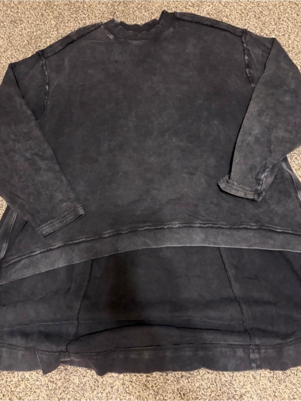 Free People Washed Black Oversized Crewneck Sweatshirt